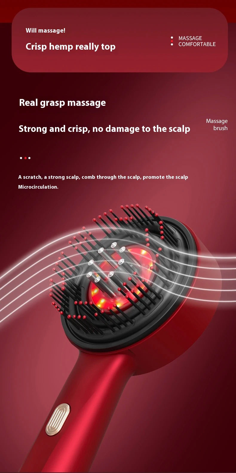 Red Light Therapy Scalp Massage Comb — Anti-Hair Loss LED Hair Growth Device