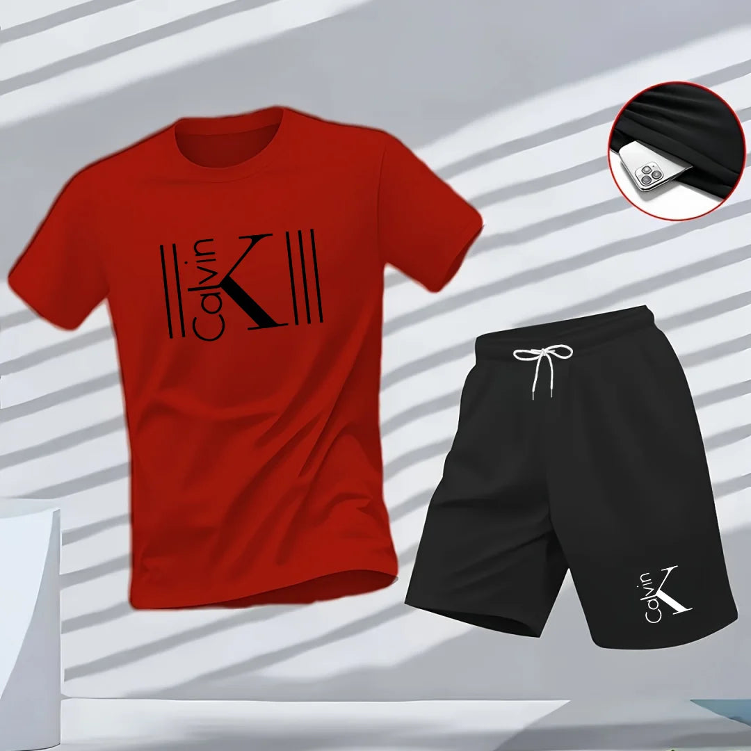 Men's Pattern Print T-Shirt & Shorts Set – Breathable Summer Streetwear Casual 2-Piece