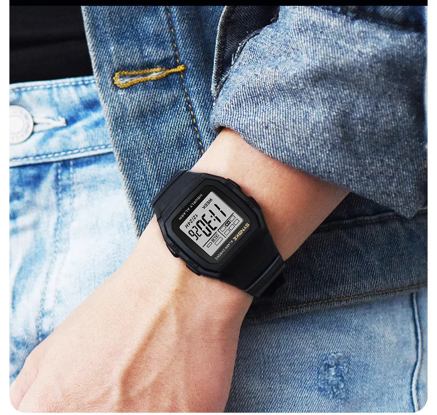 SYNOKE Retro Square Digital Watch | Student Outdoor Sports Luminous Waterproof Multifunction