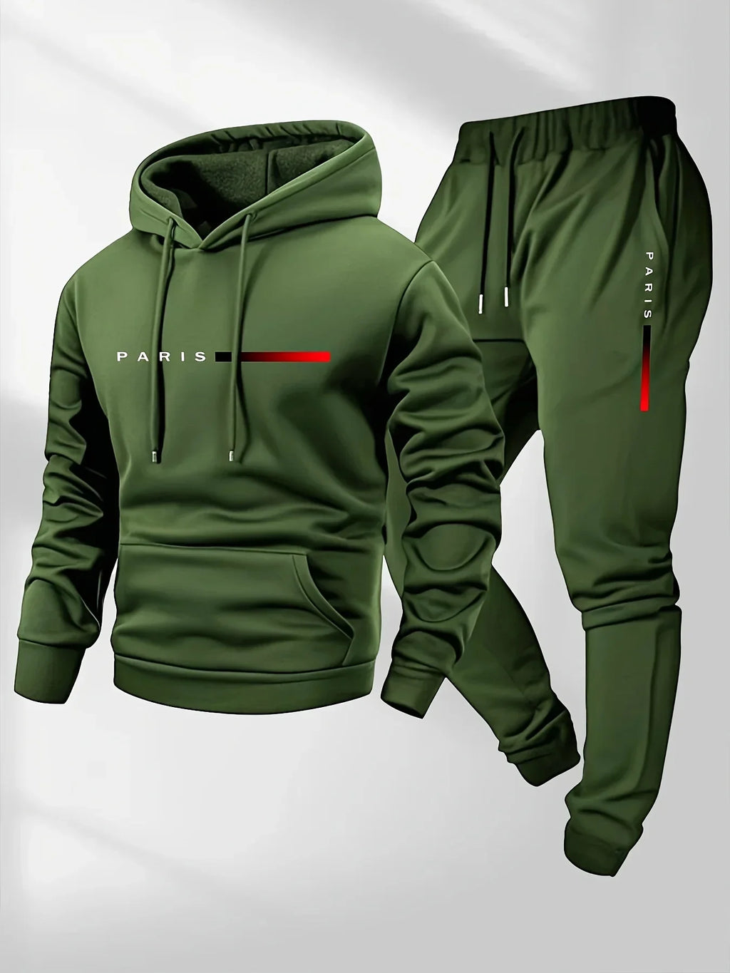 Men's Letter Print Hoodie & Long Pants Set – Spring Autumn Winter Warm Sport Tracksuit
