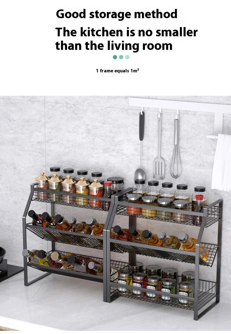 Multi-Tier Metal Spice Rack & Kitchen Drawer Cabinet Organizer – Countertop, Pantry & Under-Sink Storage