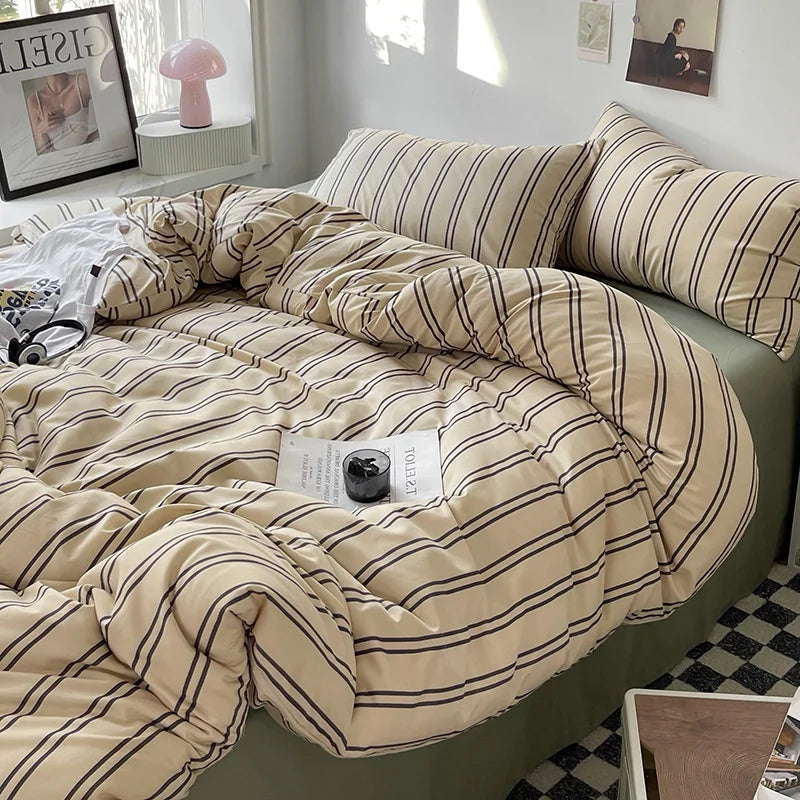 Stripe Bedding Comforter Set – Duvet Cover, Bed Sheet & Pillowcase, Single to King
