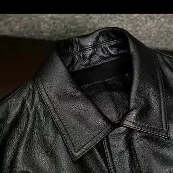 Men's Black PU Leather Jacket – Retro Casual Layer