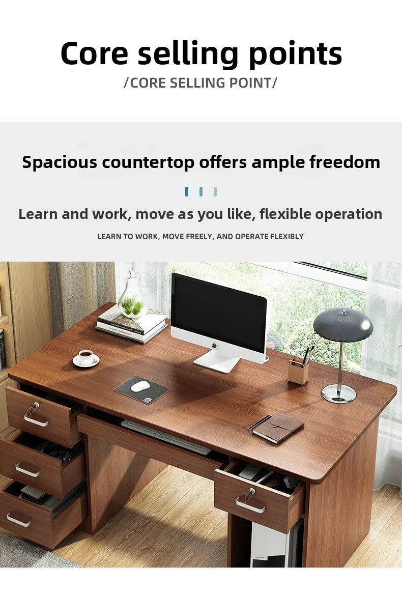 Modern Minimalist Writing & Computer Desk — Durable Wood Office Desk in Oak & Dark Walnut
