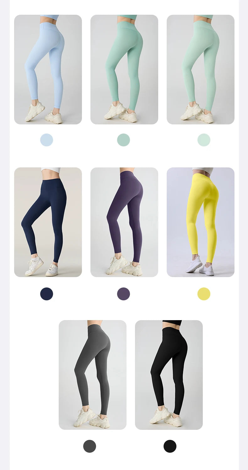 High-Waist Hip-Lifting Yoga Leggings — Breathable Nylon Fitness Running & Cycling Sports Pants, 19 Colors
