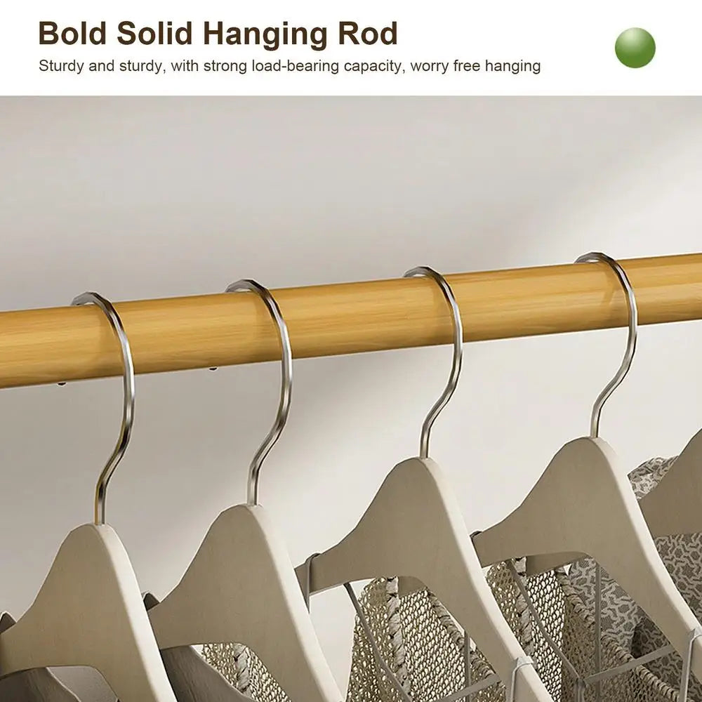 Floor Garment Rack with Multi-Layer Shelves — Freestanding Clothes Organizer