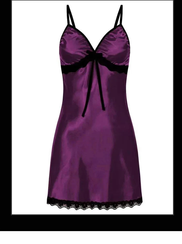 Women's Lace Suspender Nightgown | Sleeveless V-Neck Pajama Dress Multi-Color
