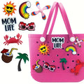 8-Piece Cartoon Rubber Charm Inserts for Beach Bag – Tote Handbag Handle Decoration Set