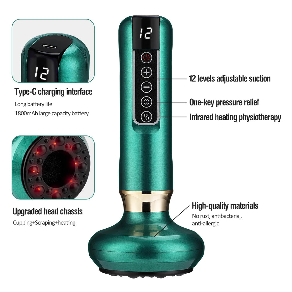 Electric Vacuum Cupping Device – Anti-Cellulite Body Massager with Guasha & Infrared Heat