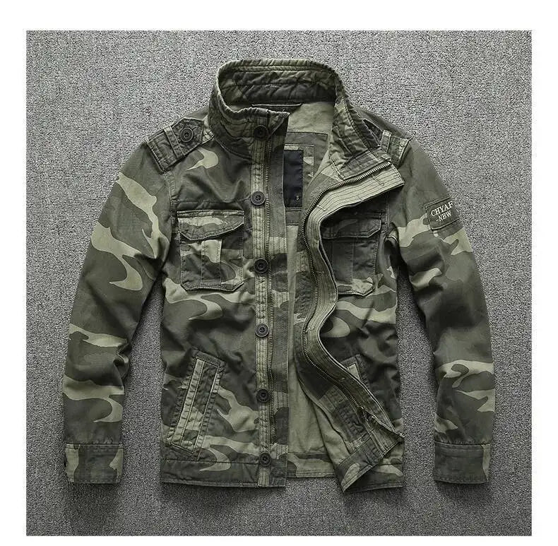 Men's Camouflage Cotton Work Jacket – Stand Collar
