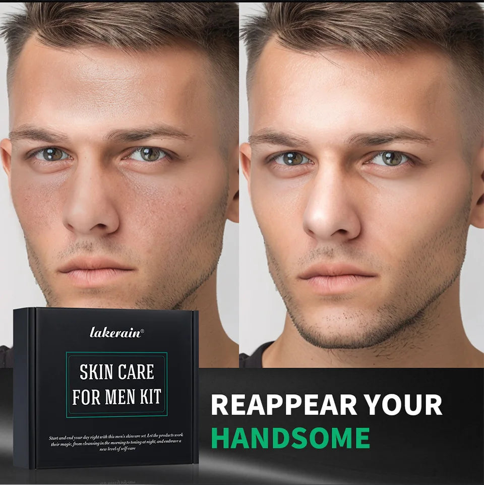 Men's 3-in-1 Daily Skin Care Kit – Face Wash, Moisturizing Cream & Eye Cream for Anti-Aging & Oil Control
