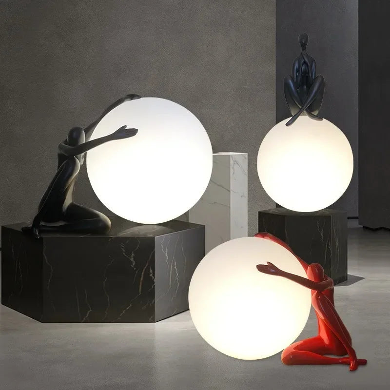 Sculptural Globe Lamp – Figure and Frosted Glass