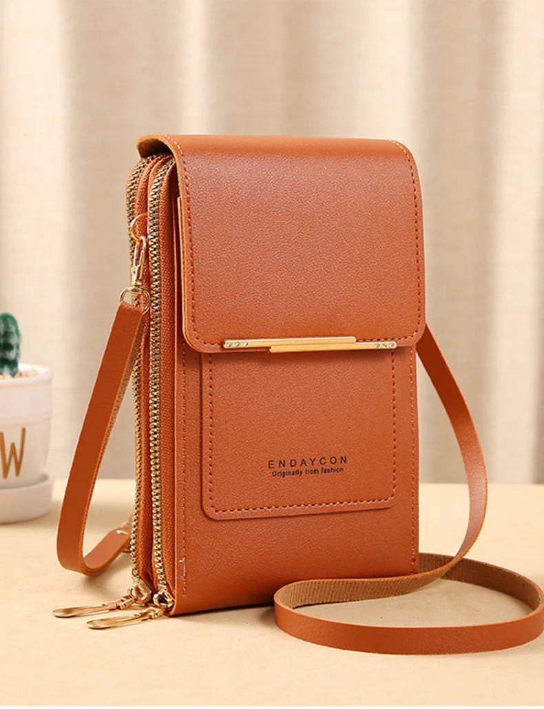 Women Crossbody Shoulder Bags Wallets Touch Screen Cell Phone Purse Soft Leather Strap Handbag for Female Luxury Messenger Bags