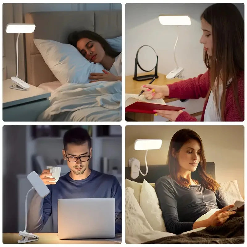Clip-On LED Desk Lamp with USB Charging – Dimmable Touch Light for Dorm, Bedroom & Office
