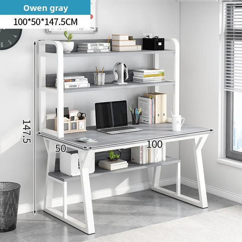 Computer Desk with Integrated Bookshelf — Simple Wood Writing Desk for Small Apartments, Multiple Sizes & Finishes