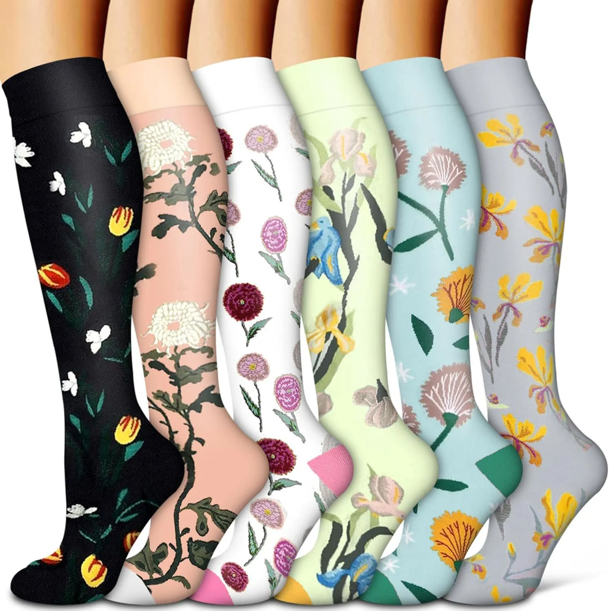 Knee High Compression Stockings 20-30mmHg – 6 Pairs Sports, Medical, Varicose Veins, Pregnancy, Edema & Diabetes