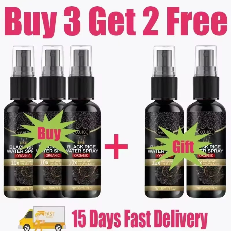 Black Rice Hair Growth Serum Spray — Anti Hair Loss Scalp Treatment for Men & Women