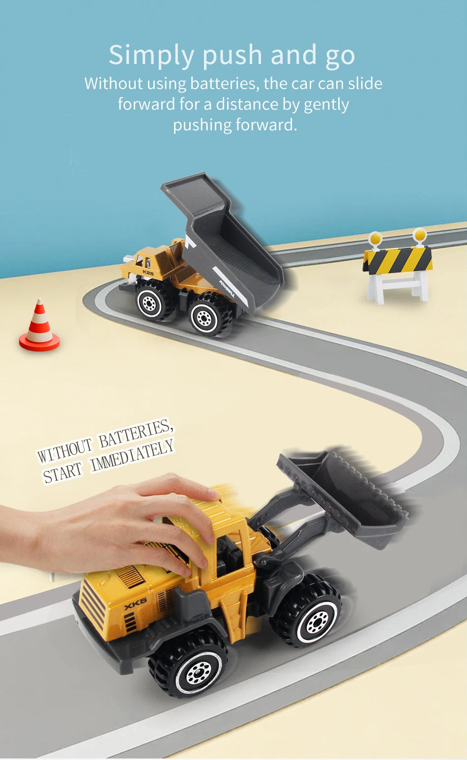 Die-Cast Construction Vehicle Toy Set – 1:64 Alloy Trucks & Excavators