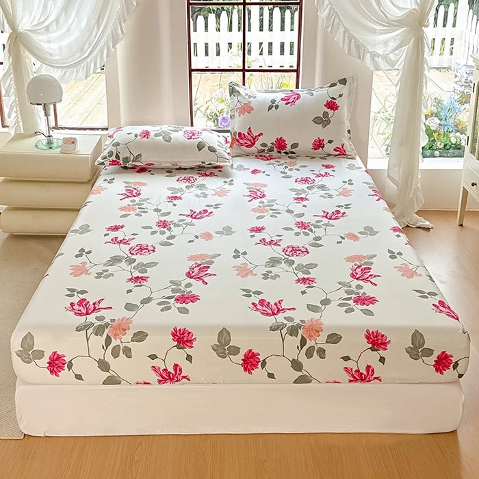 Bonenjoy Carrot Pattern Fitted Sheet – Elastic Mattress Cover, Twin to King, Adults & Kids