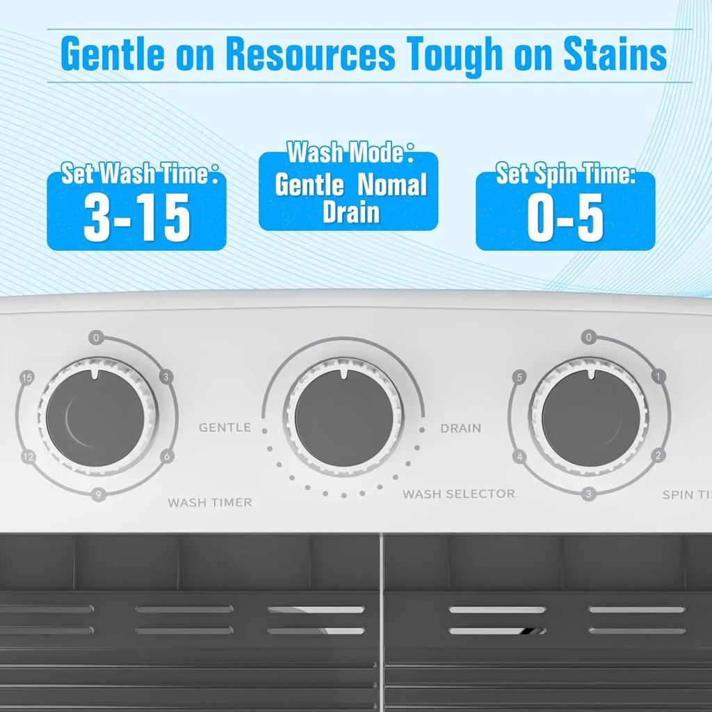 Portable Grey Compact Mini Washer & Dryer Combo — 17.6 lbs with Soaking Function for Apartments, Dorms, RVs & Camping
