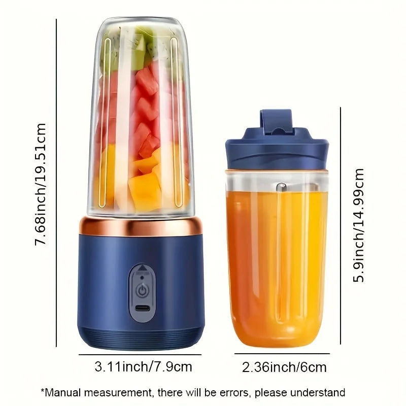 Portable Rechargeable Personal Blender Cup — 400ml Compact Smoothie Maker for Travel, Home & Office