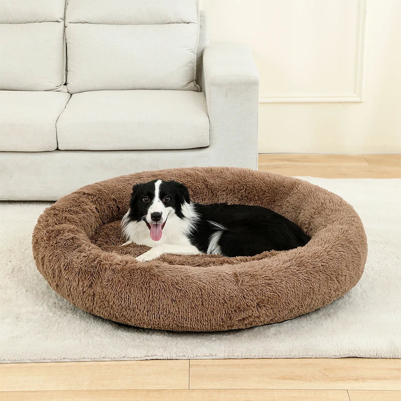 Soft Long Plush Dog Bed – Warm Basket Cushion for Small & Medium Dogs and Cats