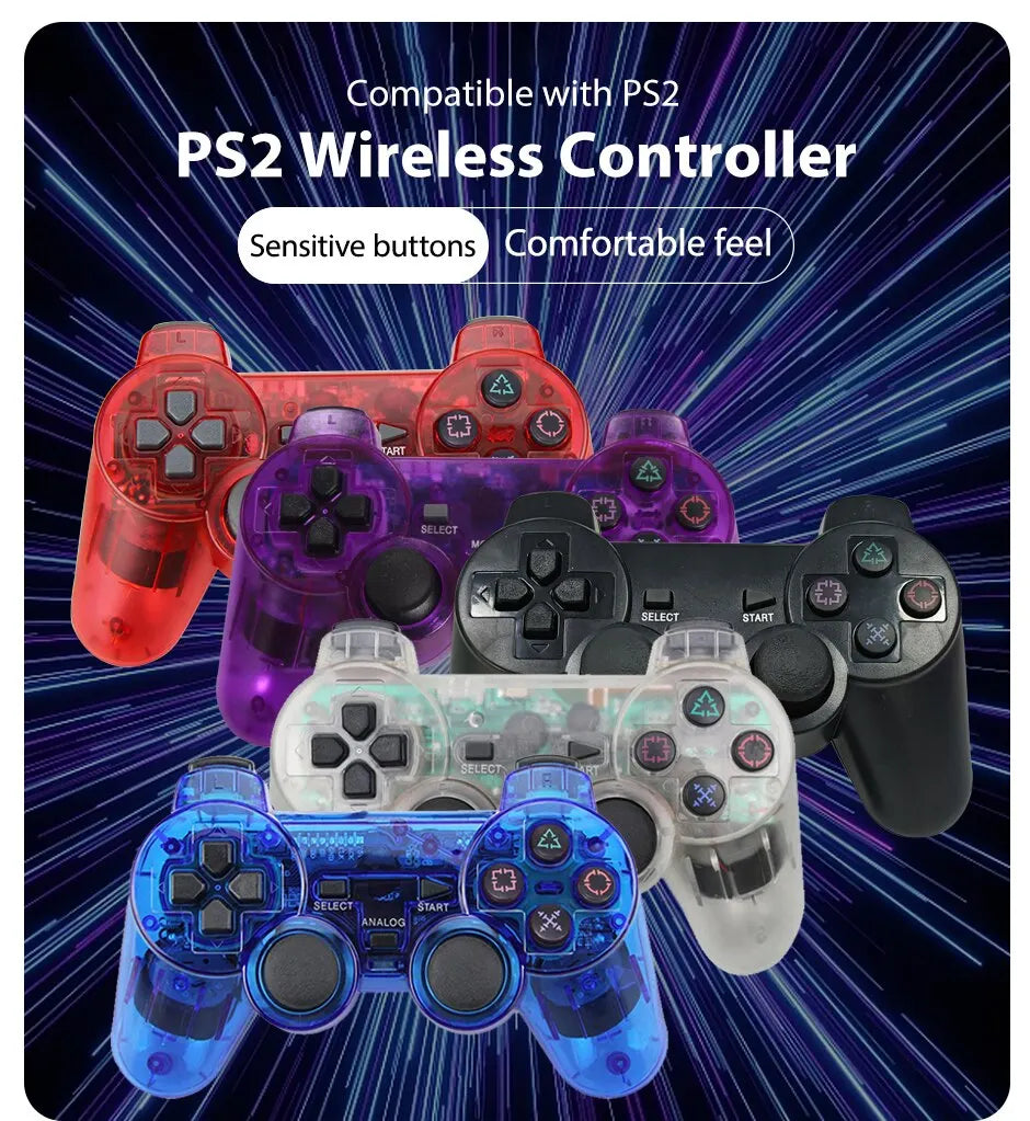 2.4G Wireless PS2 Gamepad – Dual Vibration Joystick Controller for PC & USB