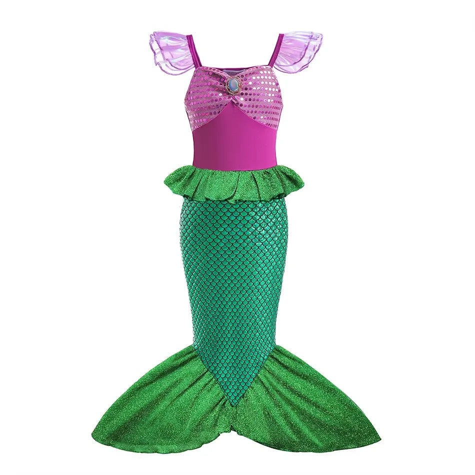 Girls Mermaid Costume Dress — Princess Cosplay Party & Birthday Dress