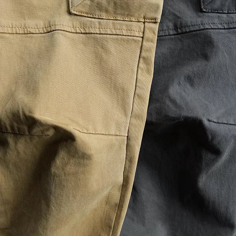 Men's Multi-Pocket Cargo Work Pants – Loose Fit Cotton Utility Trousers