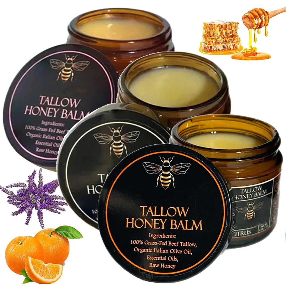 Grass-Fed Beef Tallow Balm with Raw Honey — Natural Moisturizer