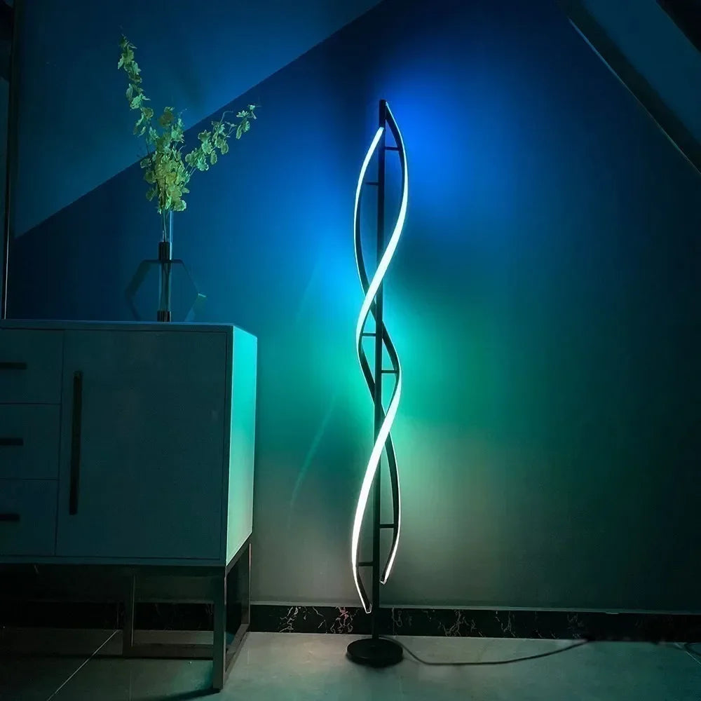 Spiral LED Floor Lamp – 135cm Sculptural Light