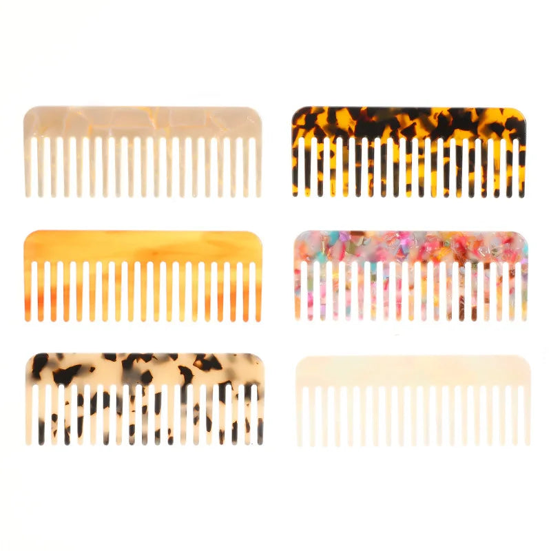 Wide Teeth Acetate Hair Combs – Anti-Static Portable Colorful Styling Comb for Salon & Travel