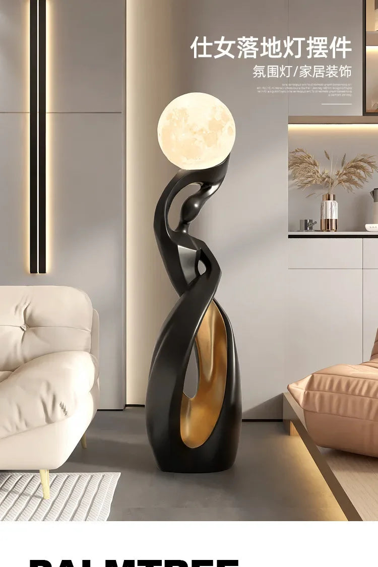 Sculptural Floor Lamp – 82 cm Black or Black-Gold
