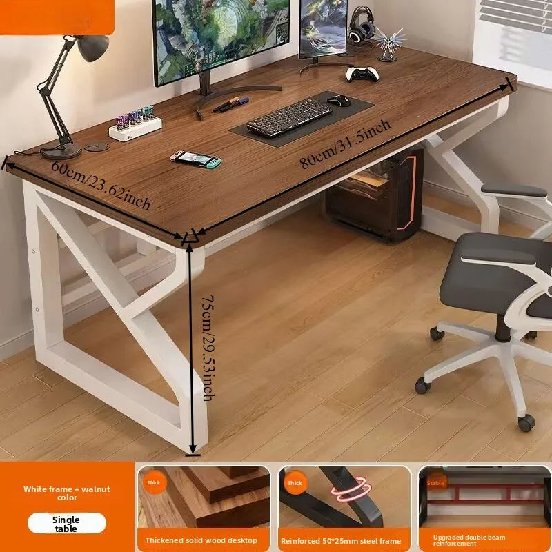 Solid Wood Core Gaming & Home Office Desk — E0 Eco-Friendly, Dual Cable Management, Multiple Sizes & Styles