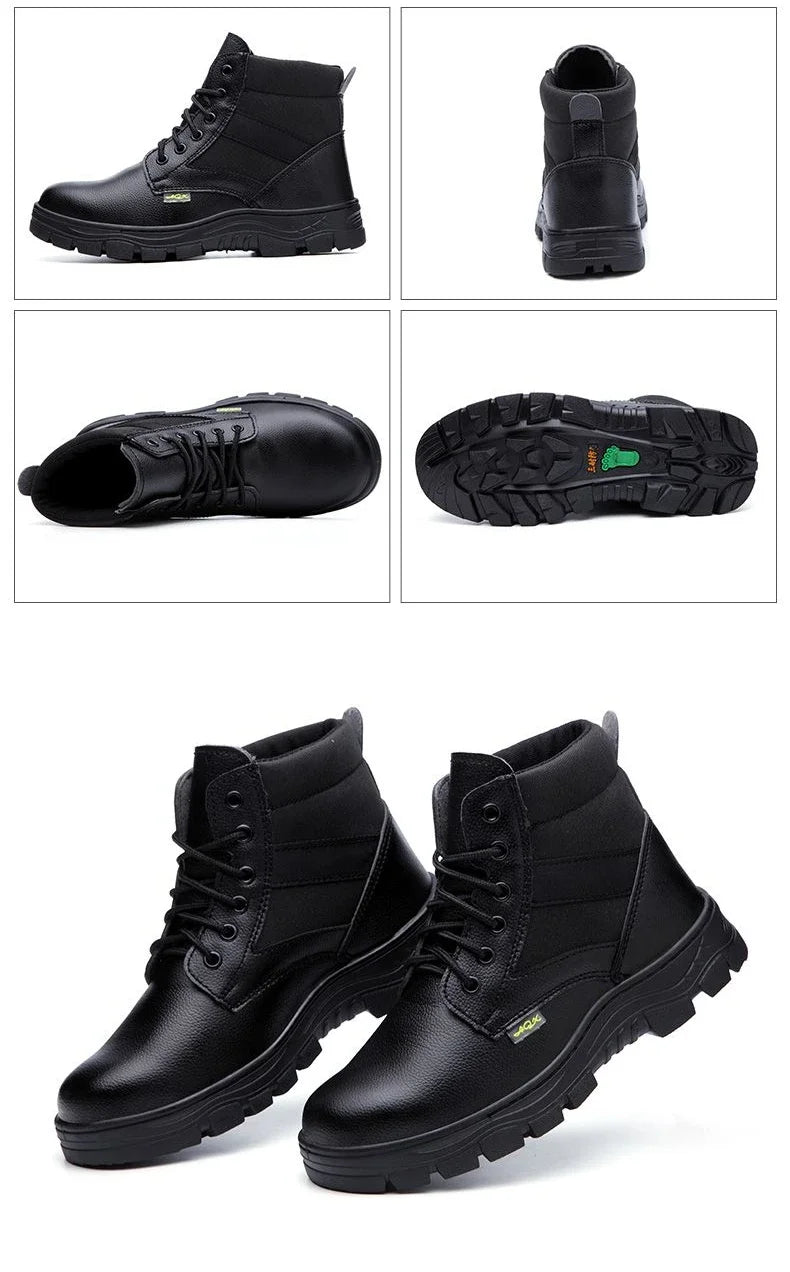 Men's Retro Leather Ankle Boots — Lace-Up Microfiber Business Booties with Rubber Sole
