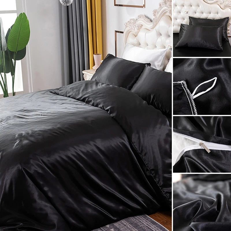 Silky Textured Duvet Cover Set – Microfiber Comforter Cover with Pillow Shams, Multiple Sizes