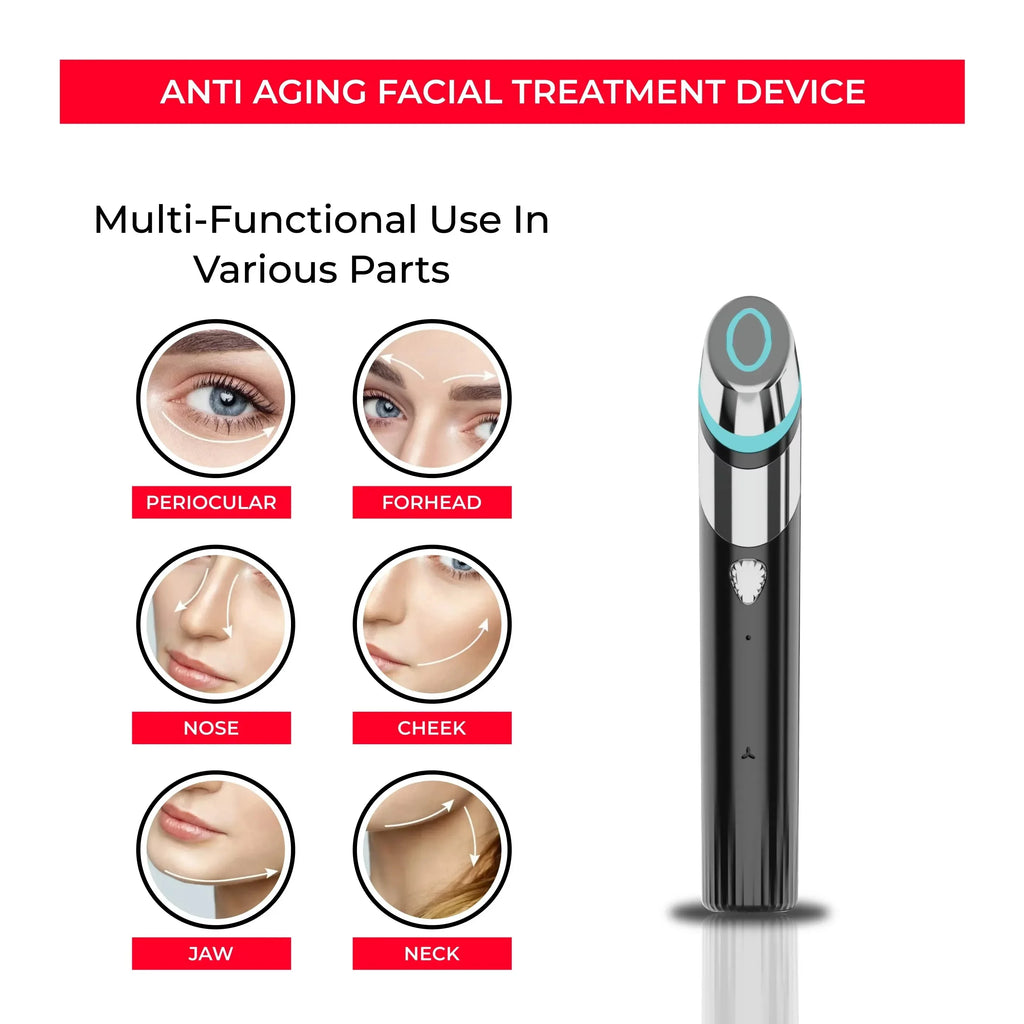4-in-1 Microcurrent Skin Booster Wand – Red Light Therapy, Therapeutic Heat & Vibration Anti-Aging Face Tool