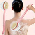 Soft Loofah & Bristles Bath Body Brush — Long Handle Shower Brush for Body, Face & Spa Washing