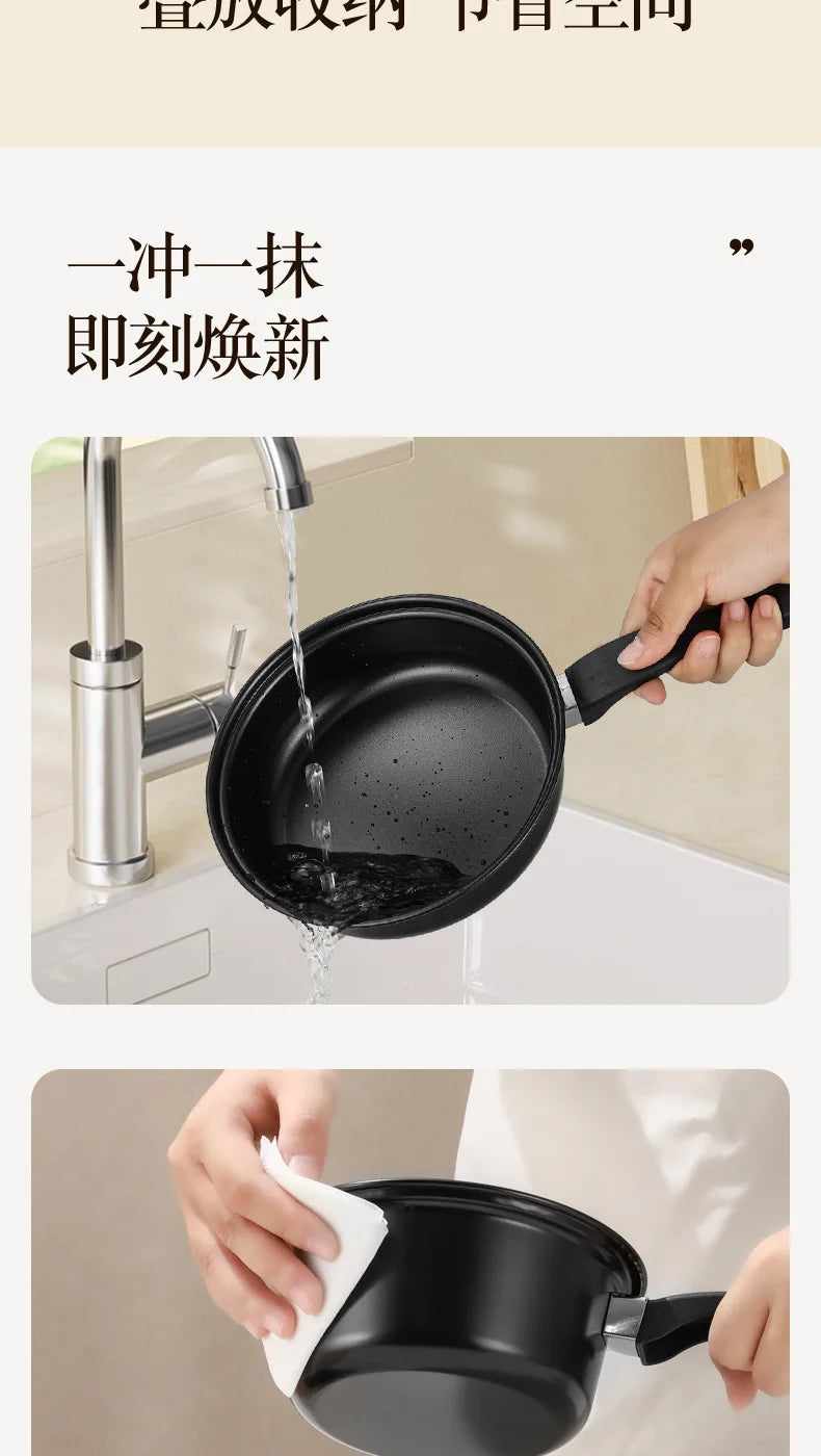 Portable pot set, kitchen pot non-stick pan, soup pan, saucepan, frying pan 13-piece set