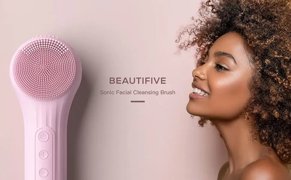 GLOMEVE Sonic Silicone Facial Cleansing Brush – IPX7 Waterproof, Heated Massage & 5-Mode Deep Clean
