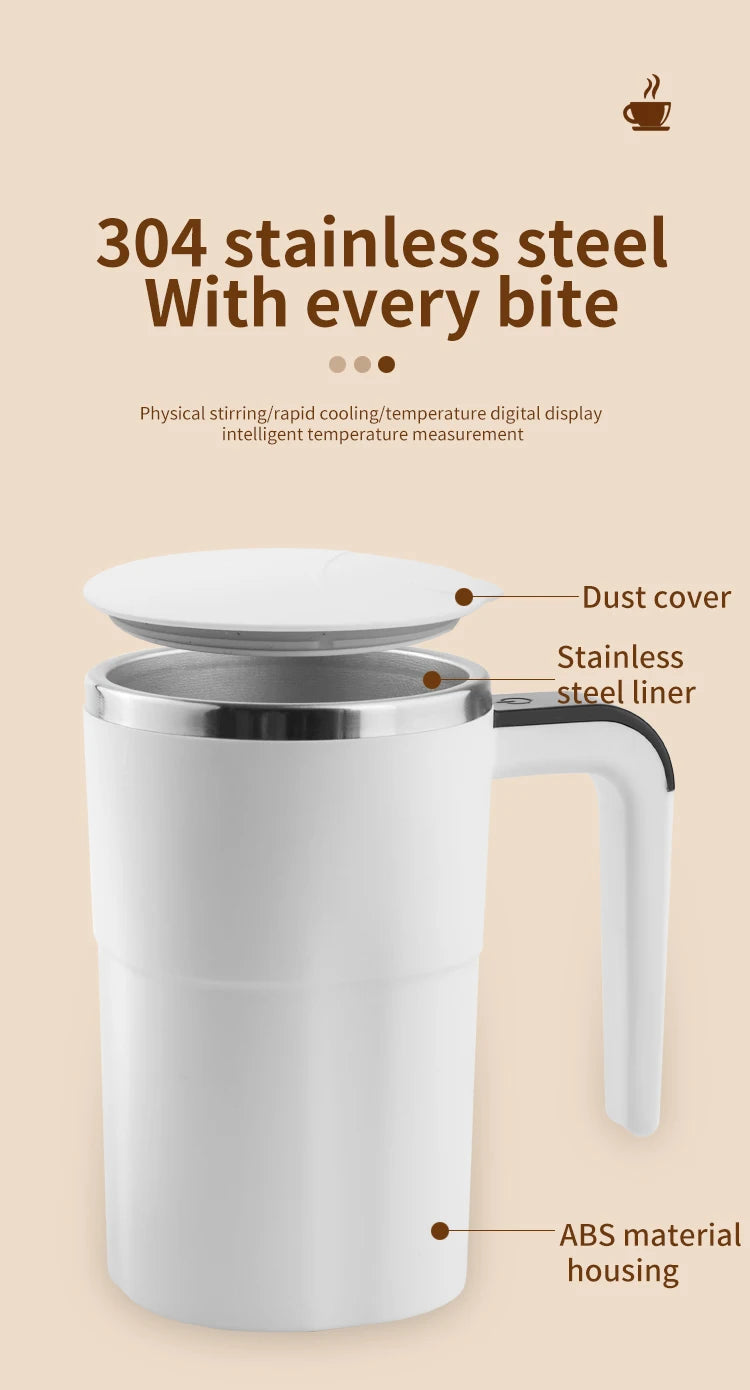 380ML Electric Self-Mixing Coffee Mug — USB Rechargeable, IP67 Waterproof, Magnetic Stir