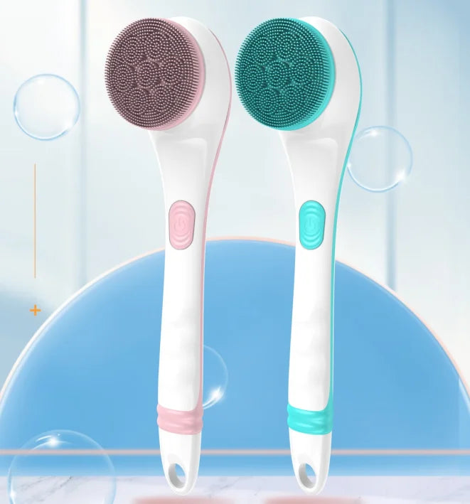 Electric Bath Brush with Long Handle – IPX6 Waterproof, 4 Replaceable Heads, Body Scrubber & Massager