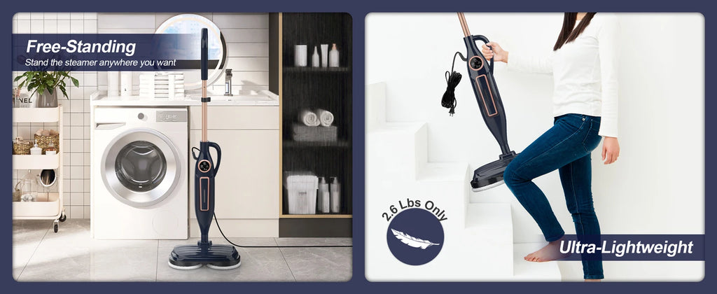 Devoac VM6 Steam Mop Cleaner — 10-in-1, 1300W, Rotating Spin Pad, 3 Steam Modes