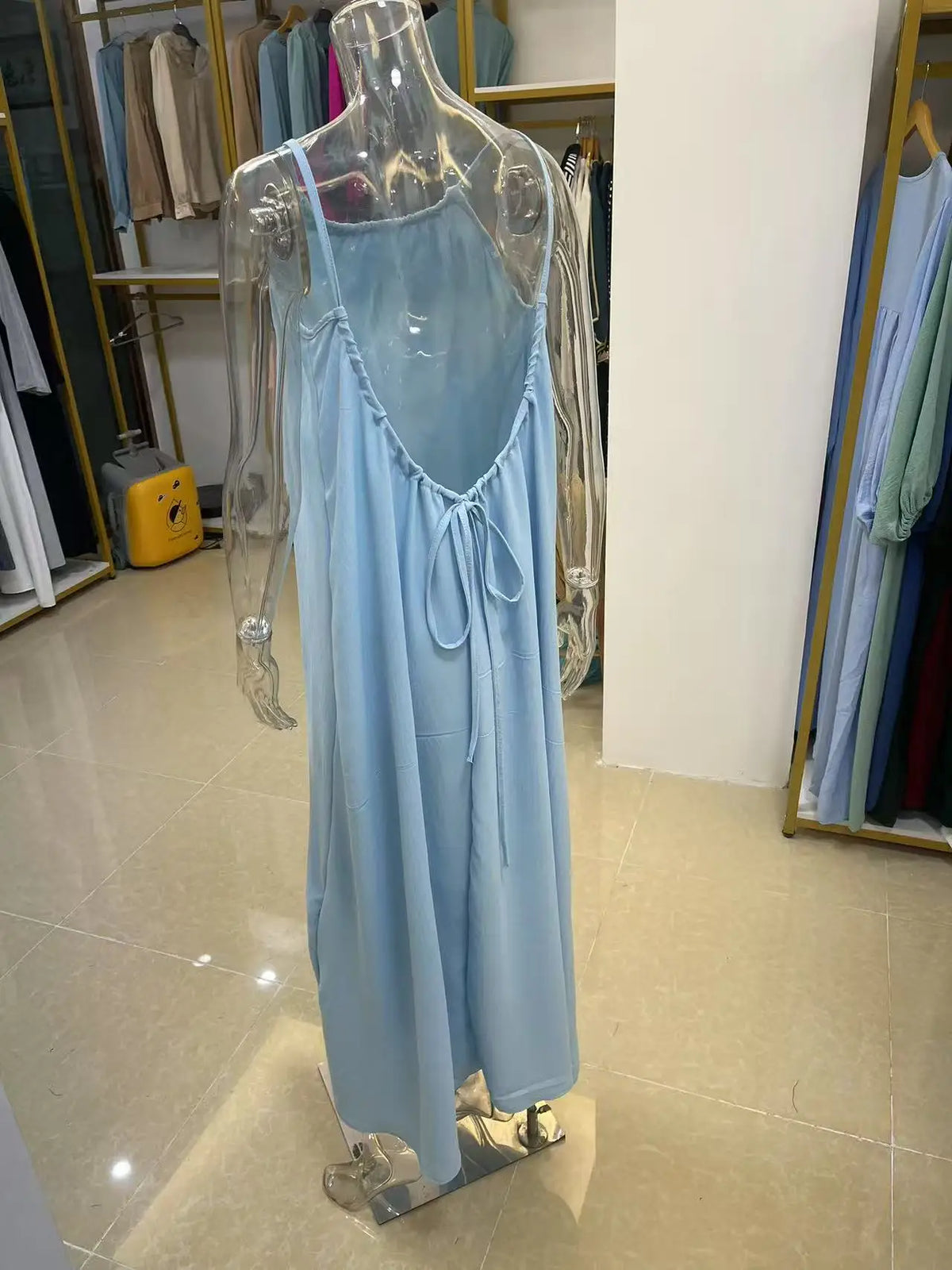 Women's Strapless Backless Loose Maxi Dress – Comfortable Sleepwear & Casual Home Dress