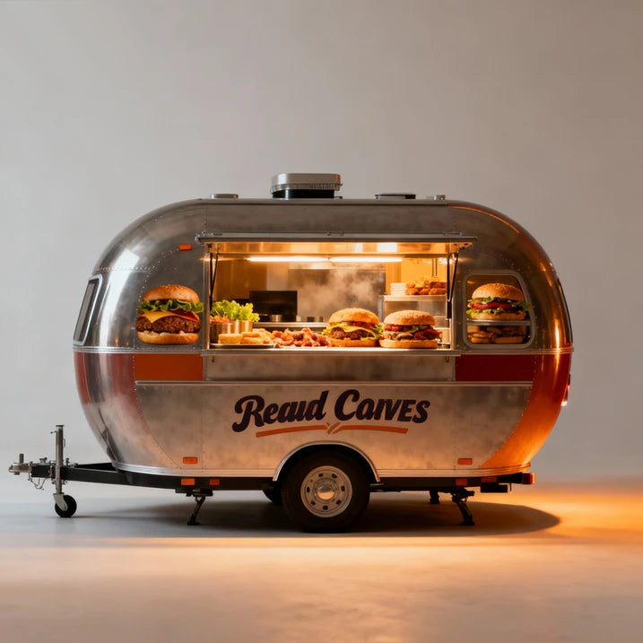 Small Round Mobile Catering Trailer — Street Breakfast Food Cart Truck