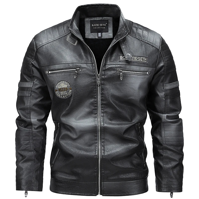 Men's Faux Leather Jacket – Slim Fit Casual Layer