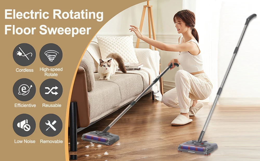 Electric Sweeper Carpet Cleaner — Wireless Portable Handheld Floor Sweeper & Rotating Electric Floor Mop for Home