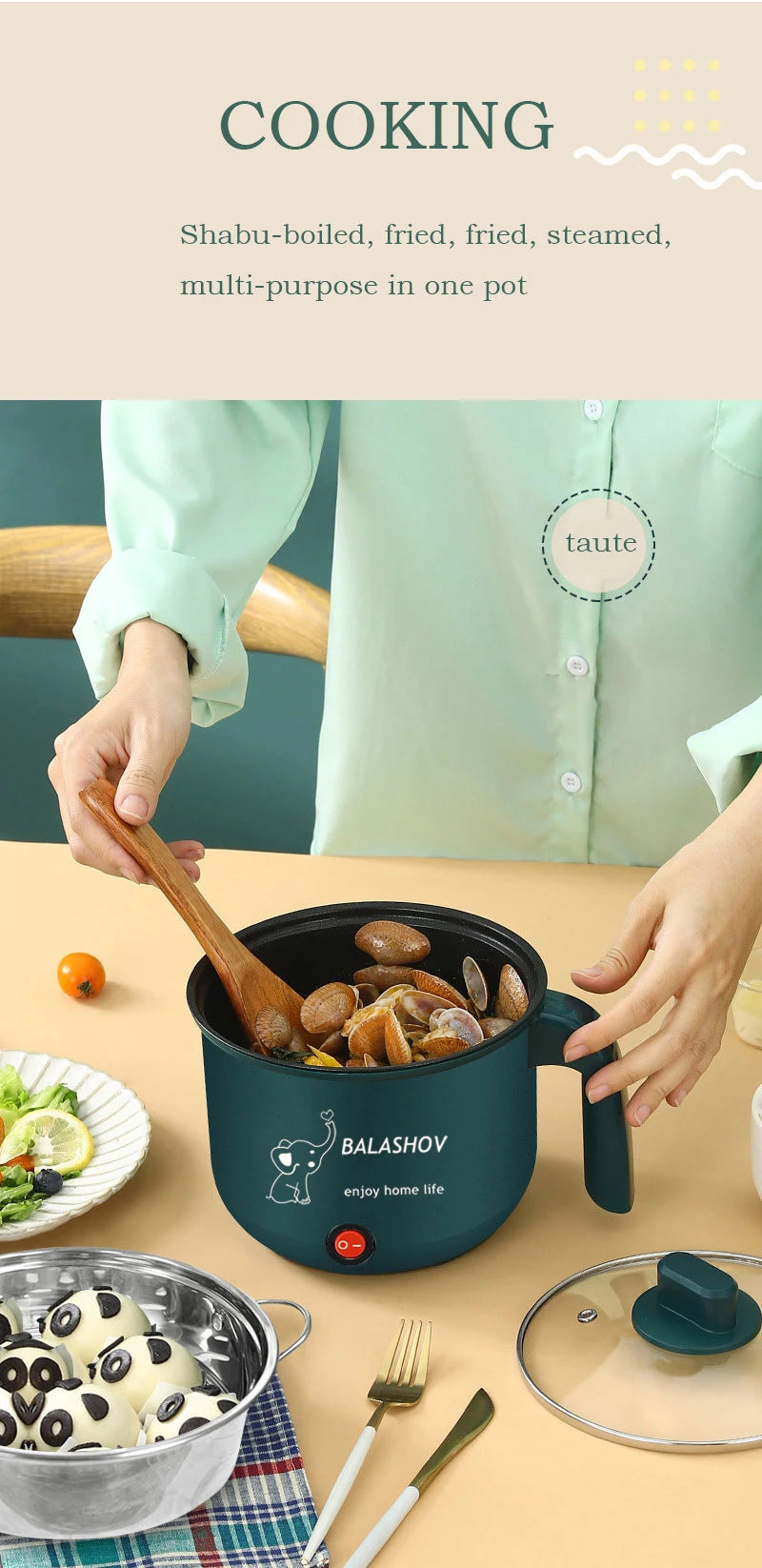 Mini Electric Rice Cooker — Non-Stick, Single or Double Layer, 1.8L for Home Use