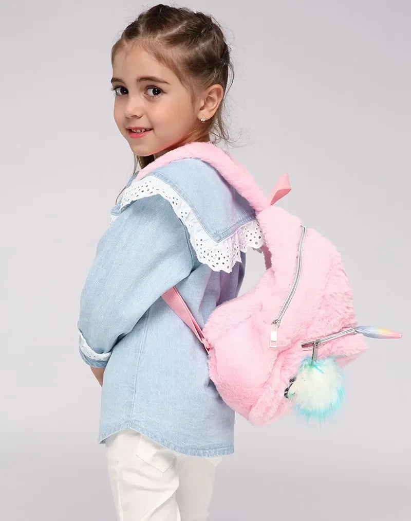 Unicorn Backpack – Girls Plush School Bag