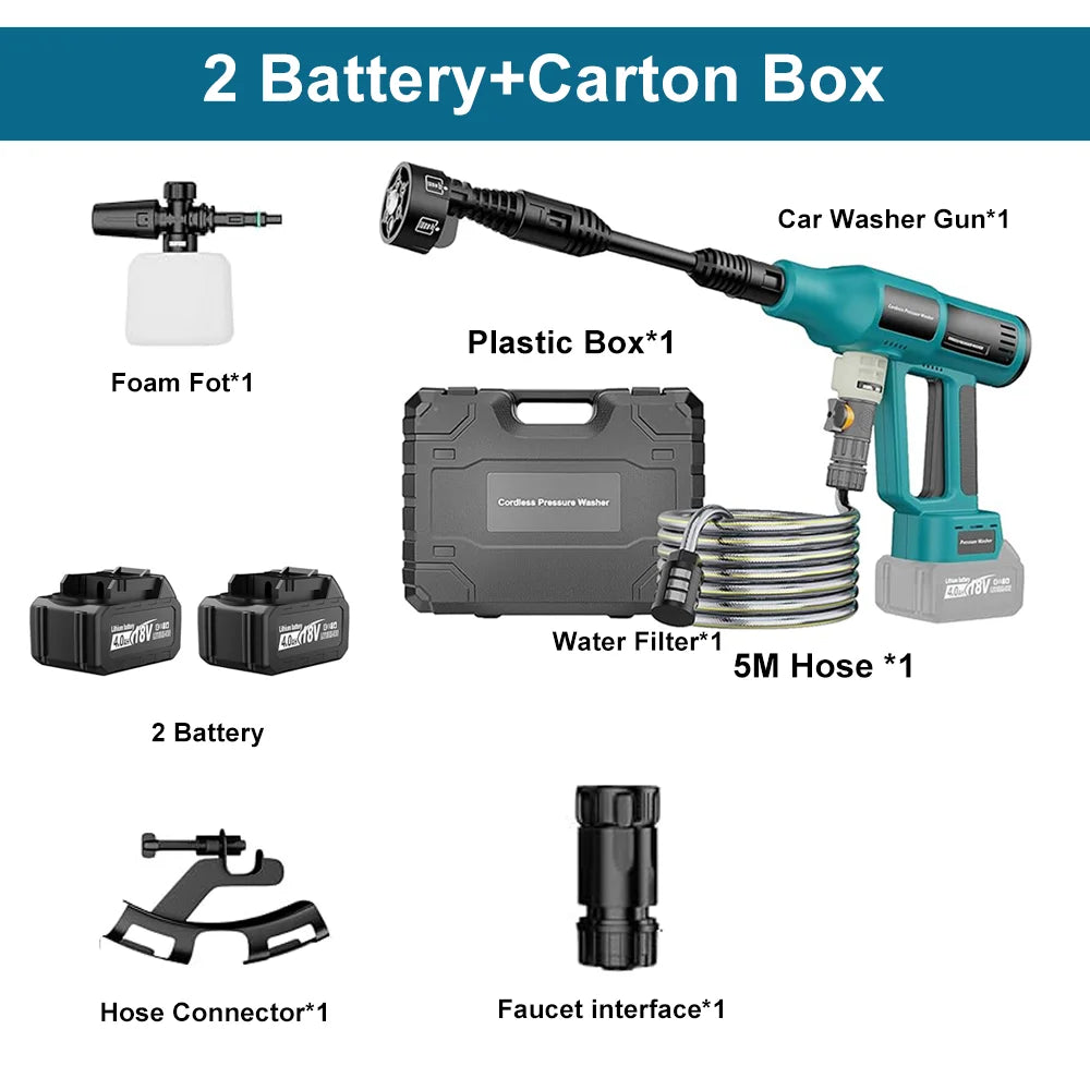 250 Bar Brushless Cordless Pressure Washer – 4 Gears, 6-in-1, Makita 18V Compatible